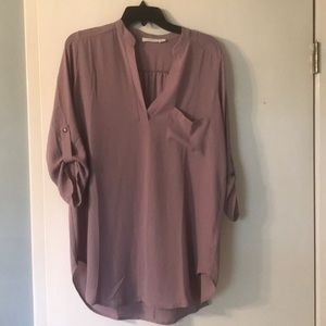 Lush Perfect Roll Tab Sleeve Tunic in Lavender